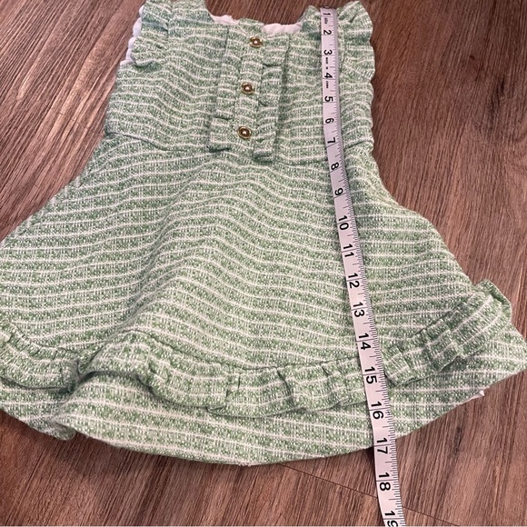 Janie and Jack Baby Girl 18-24 Months Green Boucle Dress Green Tweed Coquette - Picture 7 of 8